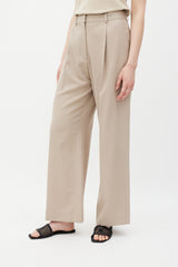 Totême Beige Wool Straight Leg Trousers