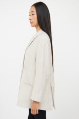 Totême Beige Wool & Linen Double Breasted Blazer