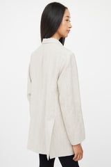 Totême Beige Wool & Linen Double Breasted Blazer
