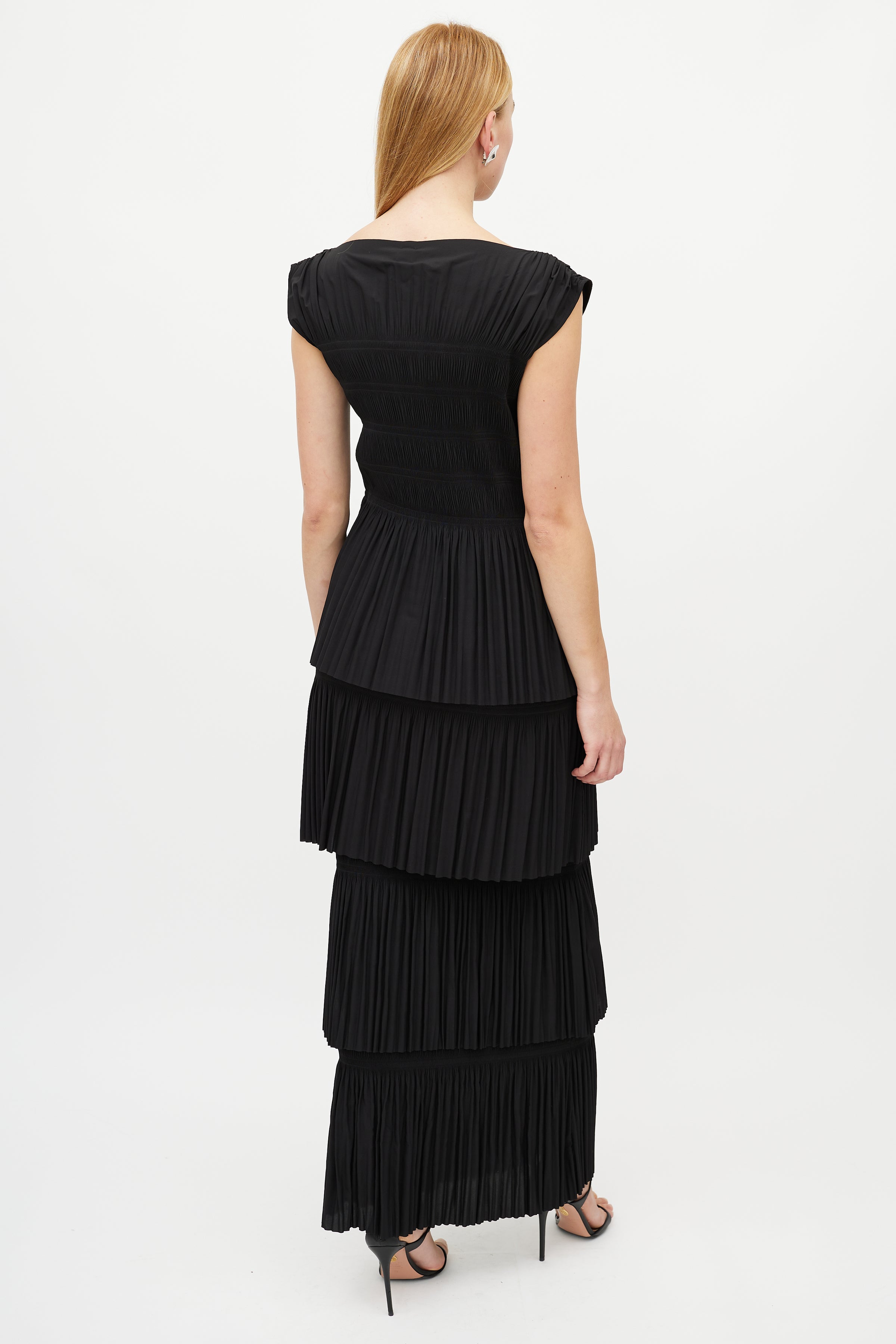 toteme ruched dress Column crinkled maxi dress - white