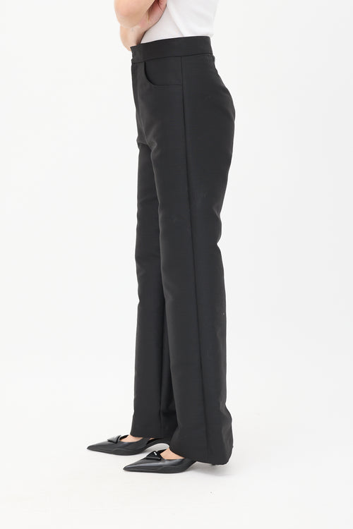 Toteme Black Cotton & Wool Straight Leg Trousers