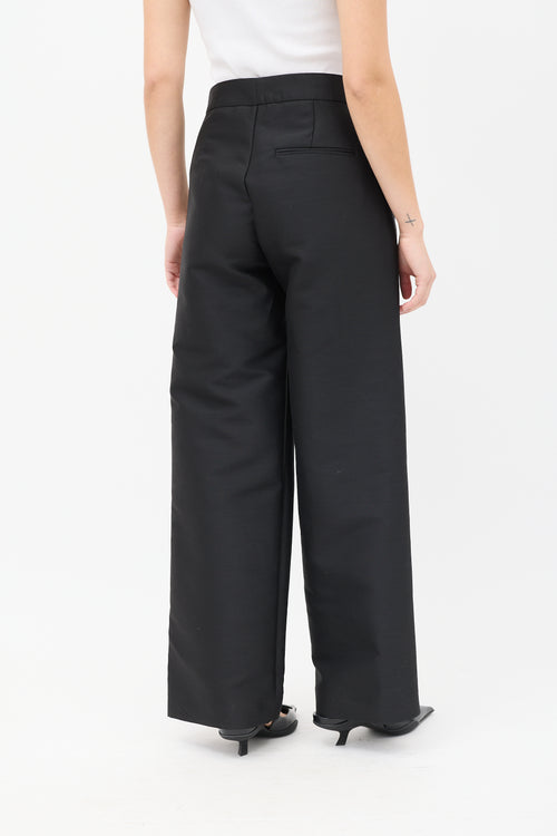 Toteme Black Cotton & Wool Straight Leg Trousers