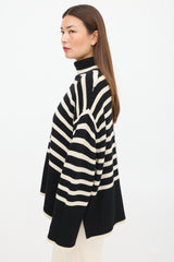 Toteme Black & Cream Wool Striped Turtleneck