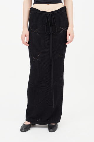 Totême Black Crochet Midi Skirt