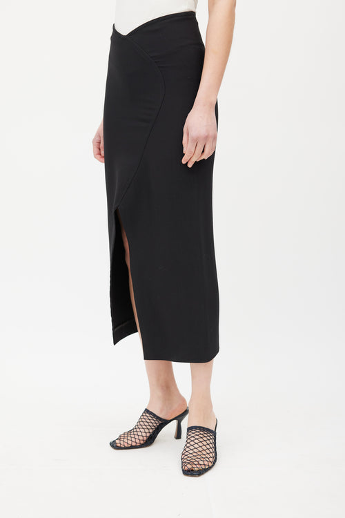 Totême Black Front Slit Midi Skirt