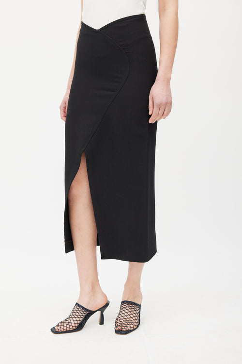 Totême Black Front Slit Midi Skirt
