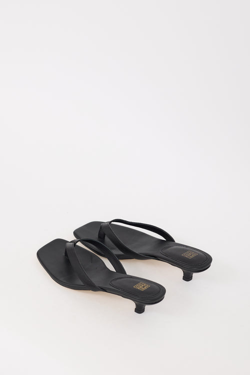Toteme Black Leather The Flip Flop Heel