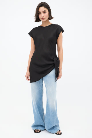 Toteme Black Linen Blend Knot Top