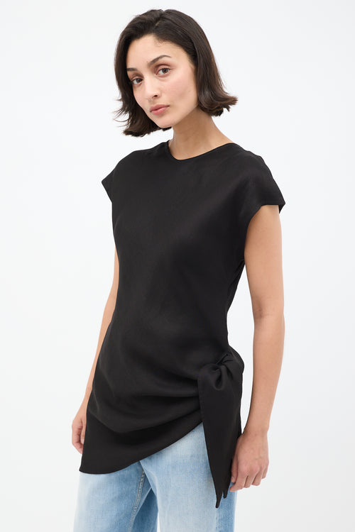 Toteme Black Linen Blend Knot Top