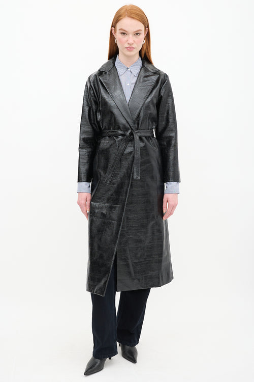 Toteme Black Mira Lacquered Trench Coat