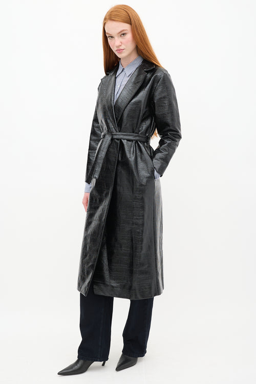 Toteme Black Mira Lacquered Trench Coat