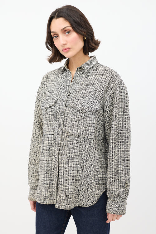 Toteme Black & White Cotton & Linen Tweed Shirt