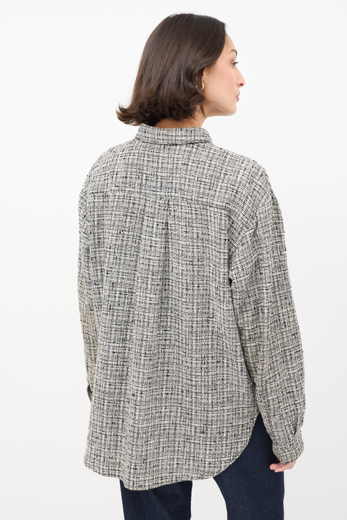 Toteme Black & White Cotton & Linen Tweed Shirt