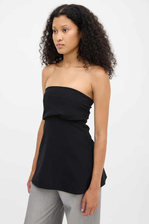 Toteme Black Wool Crepe Band Tube Top