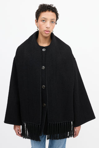 Toteme Black Wool Embroidery Scarf Jacket