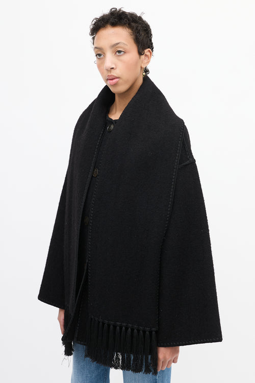 Toteme Black Wool Embroidery Scarf Jacket