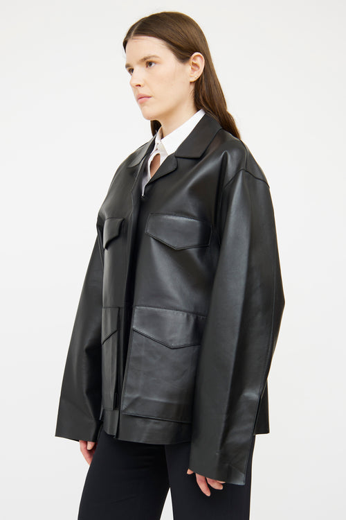 Totême Black Leather Avignon Jacket