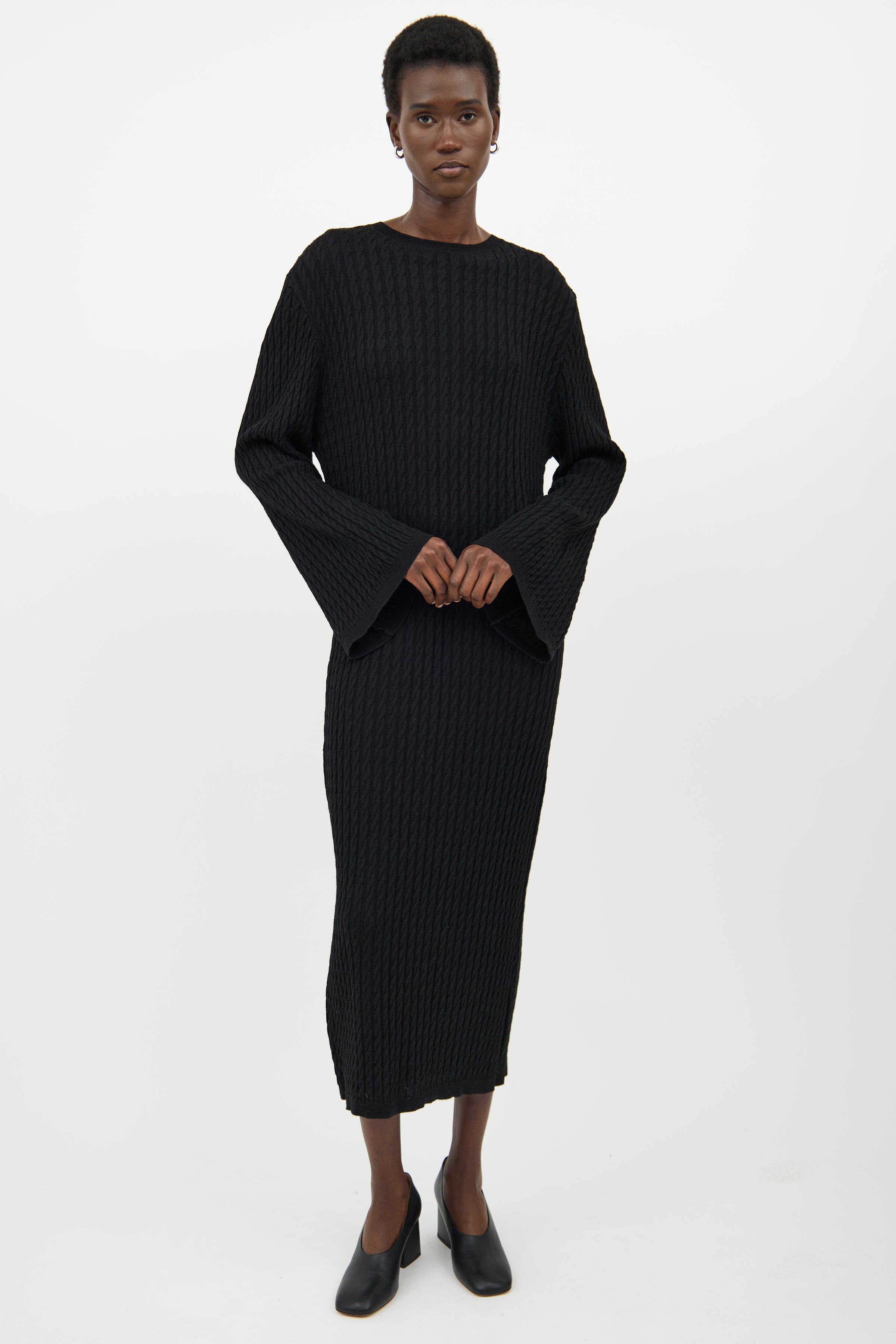 Toteme // Black Cableknit Maxi Dress VSP Consignment Toteme // Black Cableknit Maxi Dress VSP Consignment