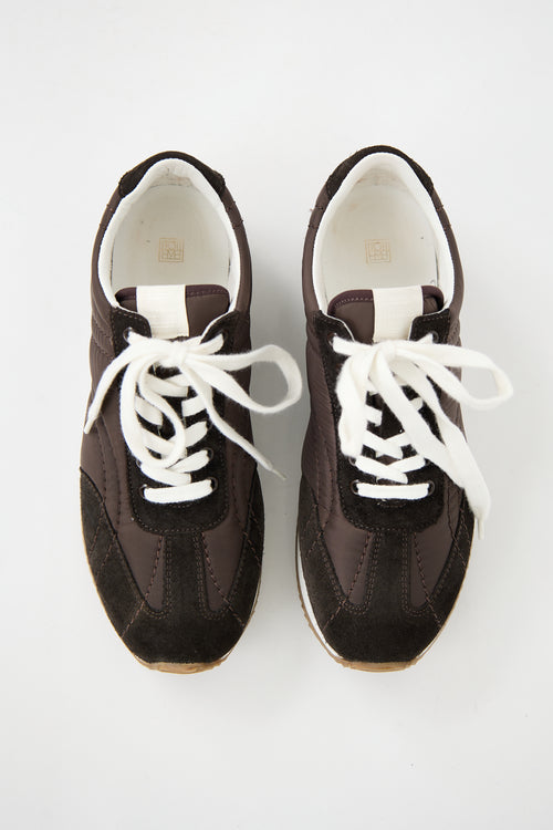 Toteme Brown Suede & Nylon Sport Sneaker