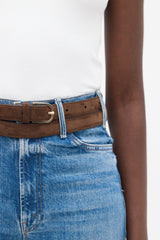 Toteme Brown Suede Slim Double Wrap Belt