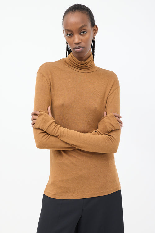 Toteme Brown Arenzano Jersey Turtleneck Top