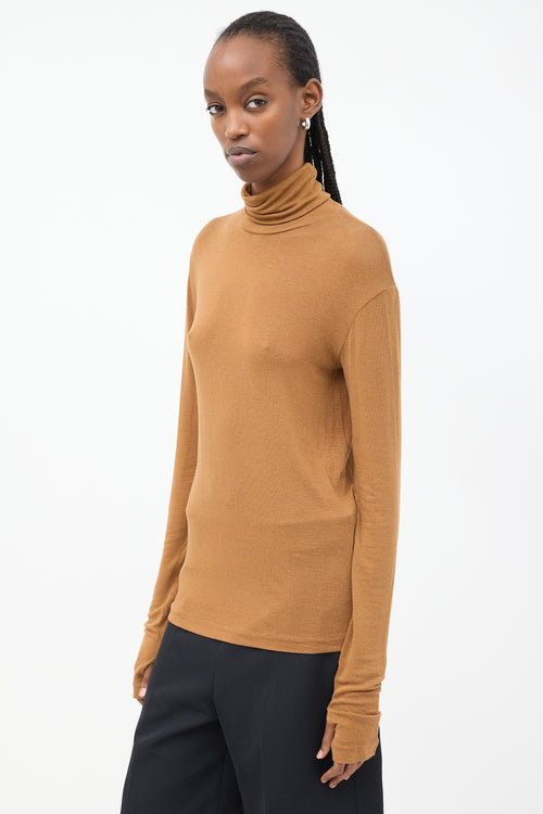 Toteme Brown Arenzano Jersey Turtleneck Top