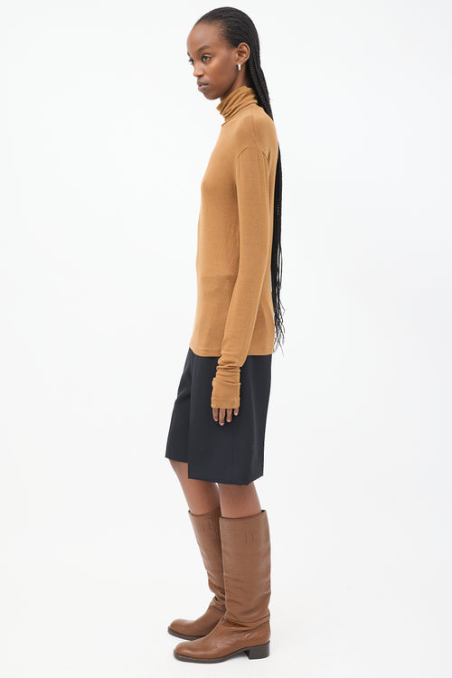 Toteme Brown Arenzano Jersey Turtleneck Top