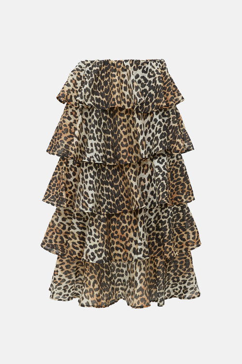 Ganni Printed Ruffle Skirt