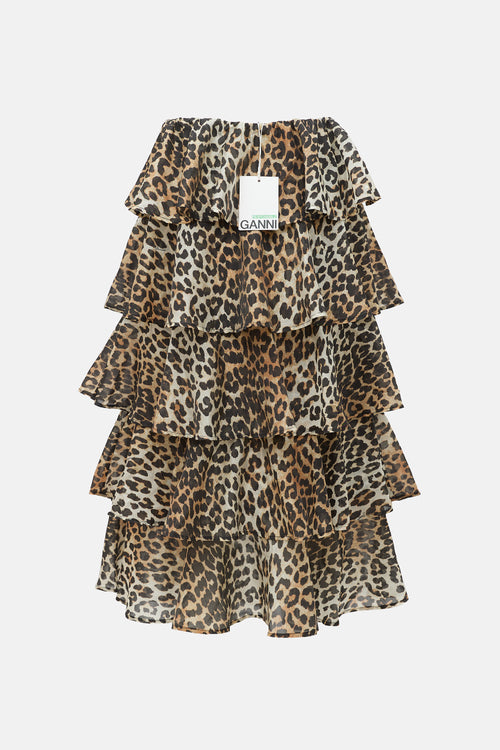 Ganni Printed Ruffle Skirt