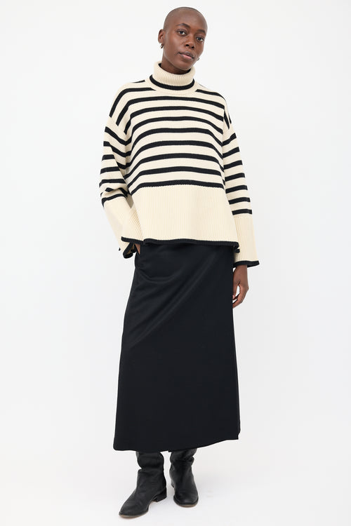 Toteme Cream & Black Signature Stripe Sweater