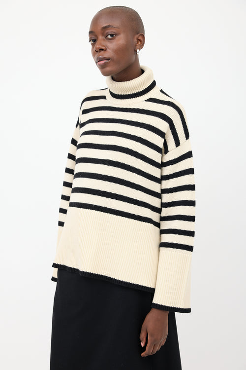 Toteme Cream & Black Signature Stripe Sweater