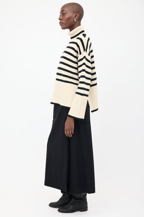 Toteme Cream & Black Signature Stripe Sweater