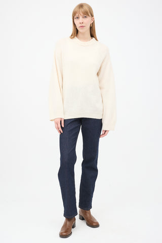 Toteme Cream Wool & Cashmere Monogram Embroidery Sweater