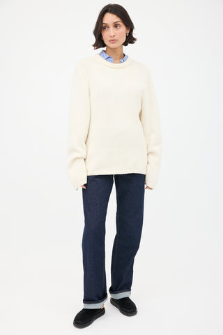 Toteme Cream Merino Wool & Cashmere Montese Sweater