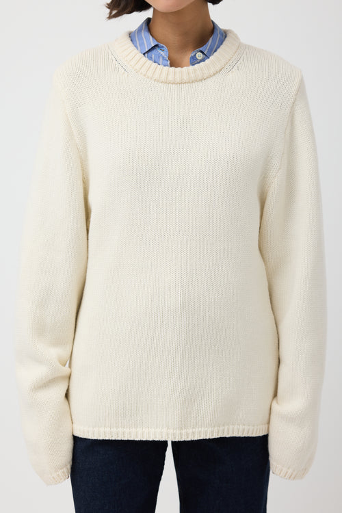 Toteme Cream Merino Wool & Cashmere Montese Sweater