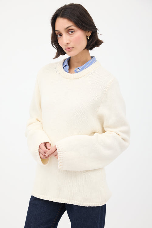 Toteme Cream Merino Wool & Cashmere Montese Sweater