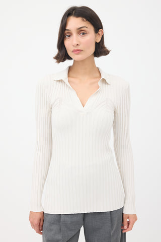 Toteme Cream Arradon Ribbed Knit Top