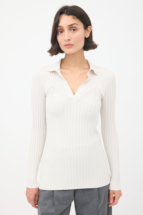 Toteme Cream Arradon Ribbed Knit Top