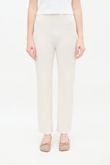 Toteme Cream Ribbed Knit Straight Leg Lounge Pant