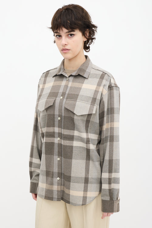 Toteme Grey & Beige Plaid Novella Shirt