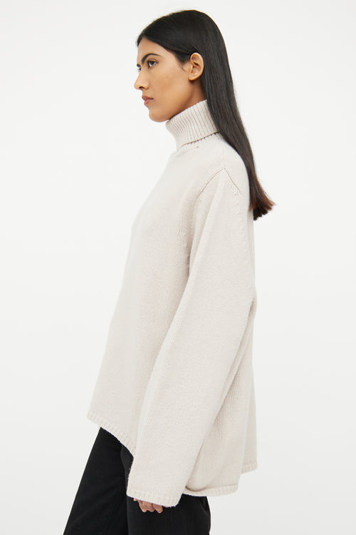 Toteme Light Grey Wool Turtleneck Sweater