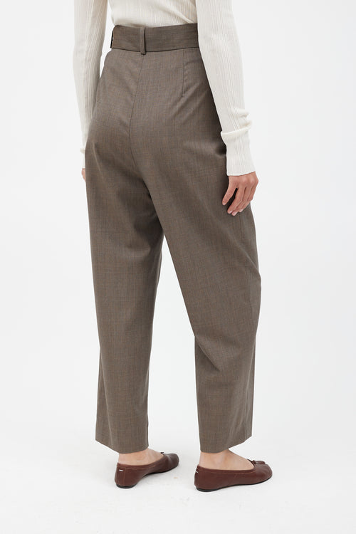 Totême Grey Wool Pleated Wide Leg Trouser