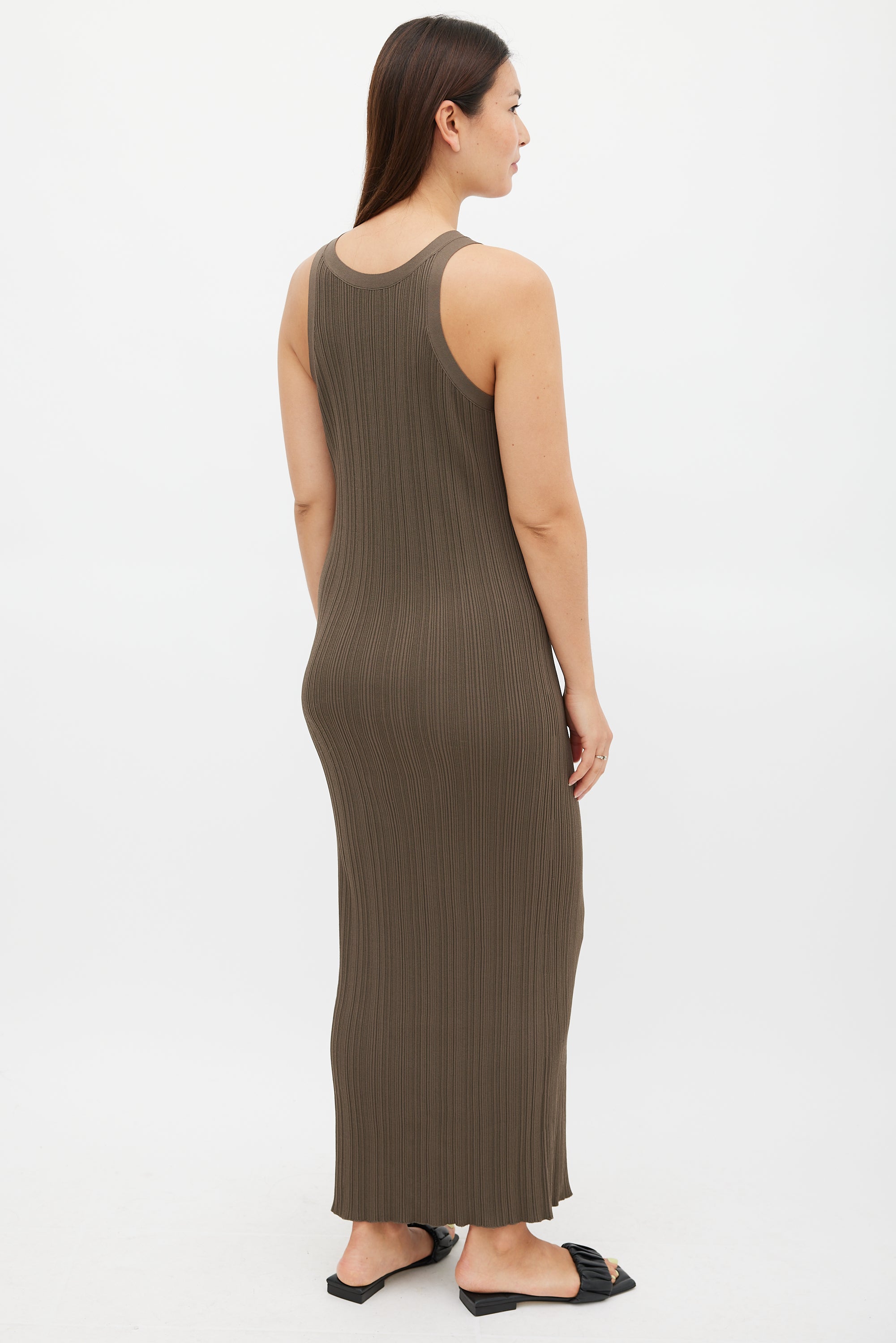 Toteme // Khaki Green Seamless Rib Tank Dress VSP Consignment Toteme // Khaki Green Seamless Rib Tank Dress VSP Consignment