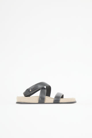 Toteme Leather & Canvas Chunky Sandal