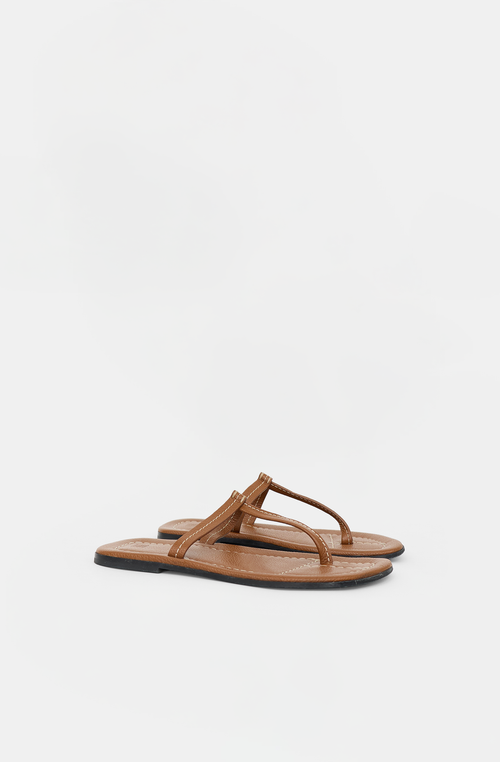 Toteme Leather Stitched T-Strap Sandal