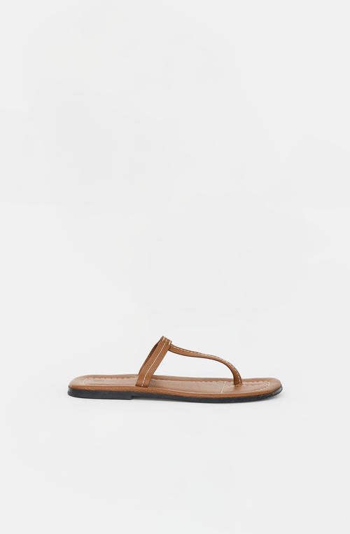 Toteme Leather Stitched T-Strap Sandal