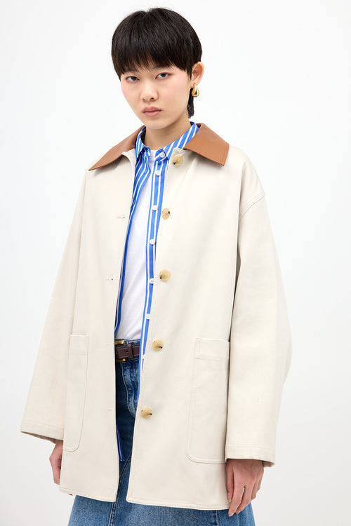 Toteme Leather Collar Cotton Barn Jacket