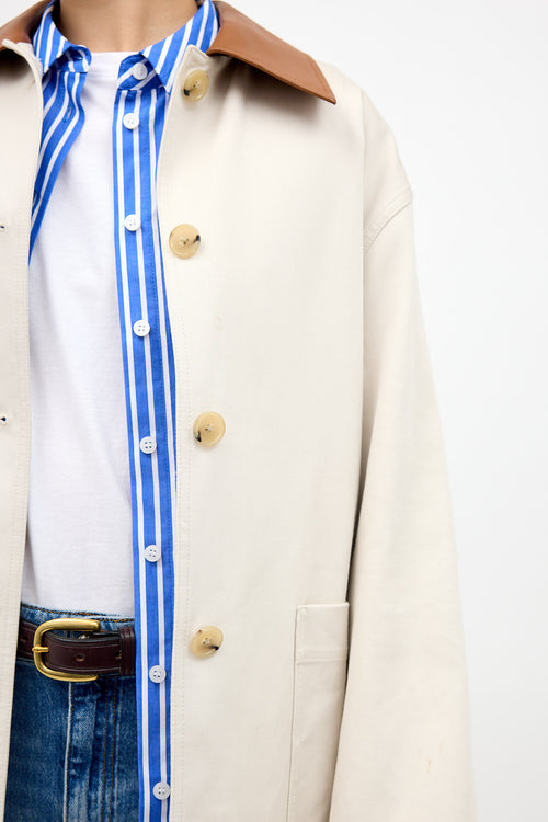 Toteme Leather Collar Cotton Barn Jacket