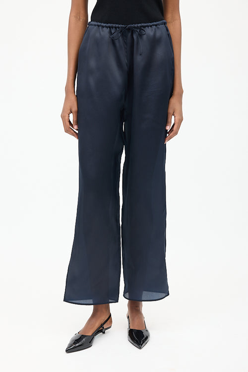 Toteme Navy Silk Organza Drawstring Trouser