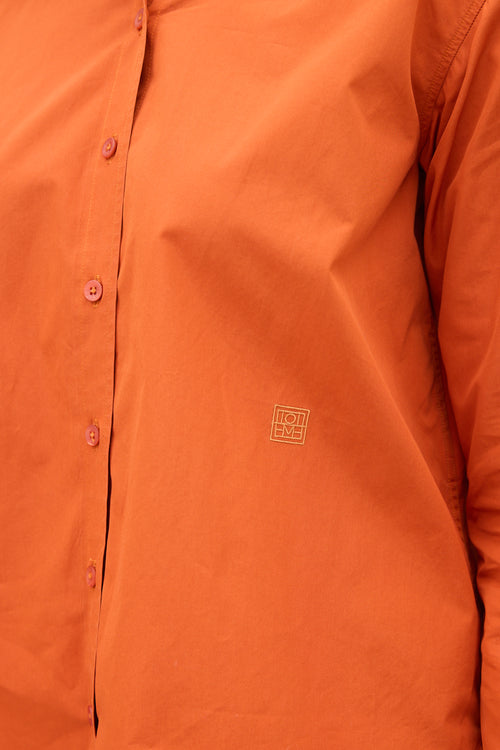 Toteme Orange Cotton Embroidered Logo Shirt